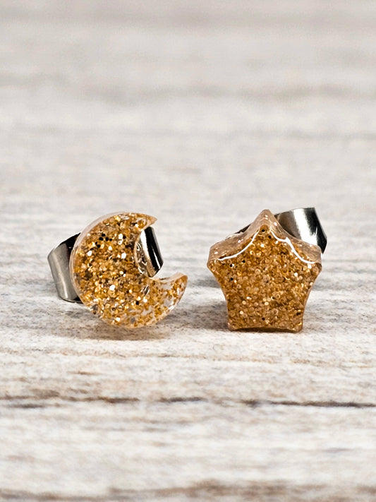 Moon & Star Resin Stud Earrings