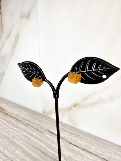 Golden Glitter Cat Stud Earrings