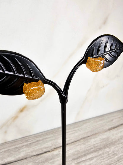 Golden Glitter Cat Stud Earrings