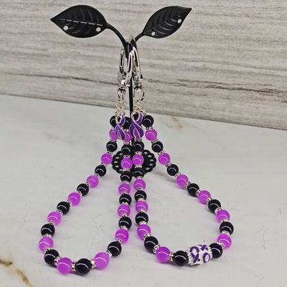 Purple Ribbon Awareness Wristlet Keychain